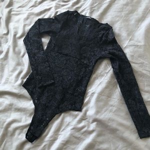 Fashion nova long sleeve lace thong bodysuit